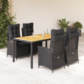 Set de muebles jardín 5 pzas con cojines ratán sintético negro en Conjuntos de jardín | Comprar online en Foro24