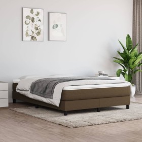 Estructura de cama de tela marrón 140x190 cm