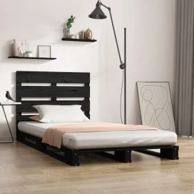 Solid black pine wood bed frame 75x190 cm by vidaXL, Beds and slatted bases - Ref: Foro24-3120161, Price: 152,17 €, Discount: %