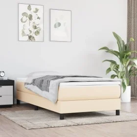 Cream fabric bed frame 90x200 cm by vidaXL, Beds and slatted bases - Ref: Foro24-3120489, Price: 75,08 €, Discount: %
