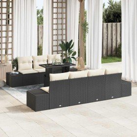 Conjunto de sofá de jardín 8 pcs Negro y crema 100 x 55 x 73 cm