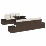 Conjunto de sofá de jardín con cojín 8 pcs Marrón y crema