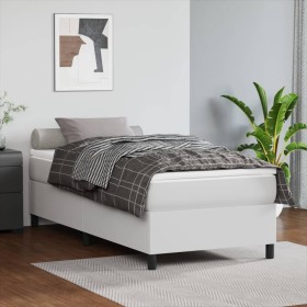 Estructura de cama cuero sintético blanco 80x200 cm