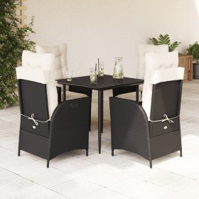 Set de muebles jardín 5 pzas con cojines ratán sintético negro