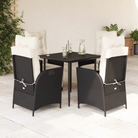 Set de muebles jardín 5 pzas con cojines ratán sintético negro