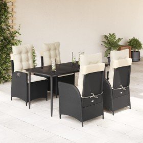 Set de muebles jardín 5 pzas con cojines ratán sintético negro