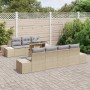 Conjunto de sofá de jardín con cojín 8 pcs beige y gris claro