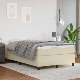 Box spring bed frame cream synthetic leather 120x200 cm by vidaXL, Beds and slatted bases - Ref: Foro24-3121037, Price: 134,7...