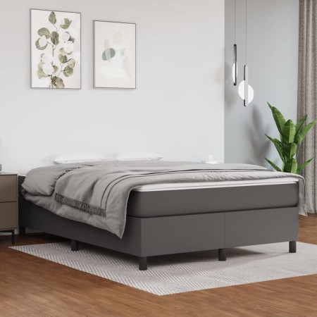 Estructura de cama de cuero sintético gris 140x200 cm de vidaXL, Camas y somieres - Ref: Foro24-3121051, Precio: 104,67 €, De...