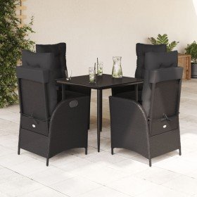 Set de muebles jardín 5 pzas con cojines ratán sintético negro