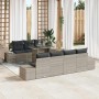 Conjunto de sofá de jardín 8 pcs Gris claro 100 x 55 x 73 cm