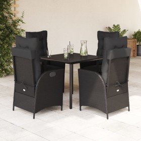 Set de muebles jardín 5 pzas con cojines ratán sintético negro
