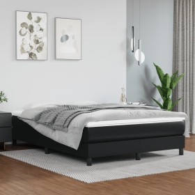 Estructura de cama box spring cuero sintético negro 140x190 cm