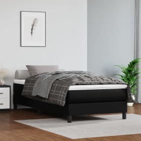 Estructura de cama de cuero sintético negro 90x200 cm