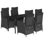 Set de muebles jardín 5 pzas con cojines ratán sintético negro