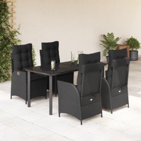Set de muebles jardín 5 pzas con cojines ratán sintético negro en Conjuntos de jardín | Comprar online en Foro24