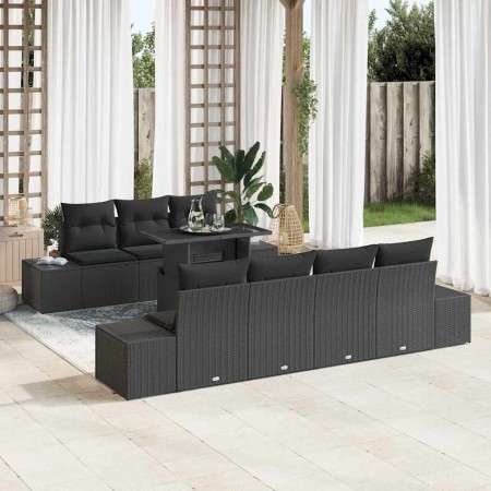 Conjunto de sofá de jardín 8 pcs Negro 100 x 55 x 73 cm