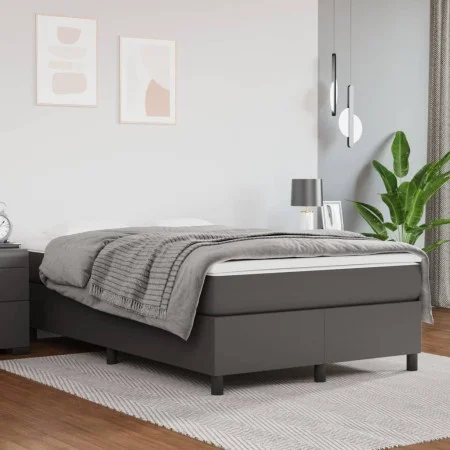 Gray synthetic leather box spring bed frame 120x200 cm by vidaXL, Beds and slatted bases - Ref: Foro24-3121039, Price: 118,00...