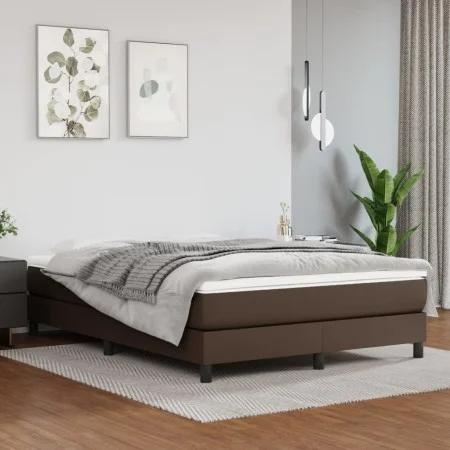 Brown synthetic leather bed frame 140x200 cm by vidaXL, Beds and slatted bases - Ref: Foro24-3120703, Price: 121,62 €, Discou...