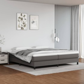 Estructura de cama de cuero sintético gris 200x200 cm