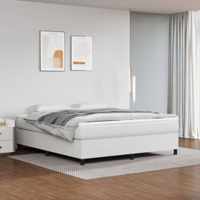 Estructura de cama de cuero sintético blanco 180x200 cm
