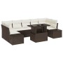 Conjunto de sofá de jardín con cojín 8 pcs Marrón y crema