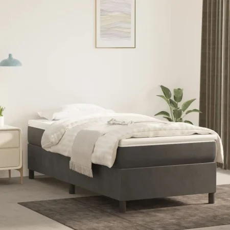 Dark gray velvet bed frame 100x200 cm by vidaXL, Beds and slatted bases - Ref: Foro24-3121103, Price: 84,45 €, Discount: %