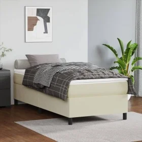 Box spring bed frame cream synthetic leather 100x200 cm by vidaXL, Beds and slatted bases - Ref: Foro24-3121031, Price: 84,70...