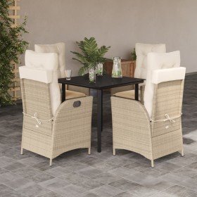 Set comedor de jardín 5 pzas con cojines ratán sintético beige en Conjuntos de jardín | Comprar online en Foro24