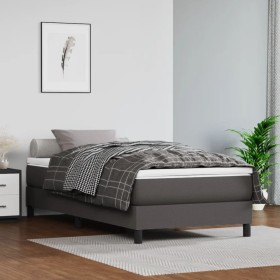 Estructura de cama de cuero sintético gris 100x200 cm