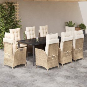 Set comedor de jardín 9 pzas con cojines ratán sintético beige en Conjuntos de jardín | Comprar online en Foro24