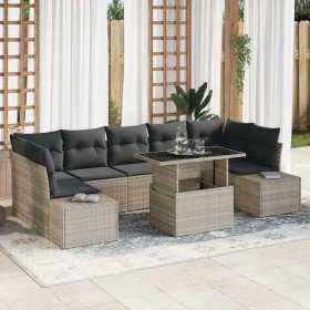 Conjunto de sofá de jardín 8 pcs Gris claro 100 x 55 x 73 cm