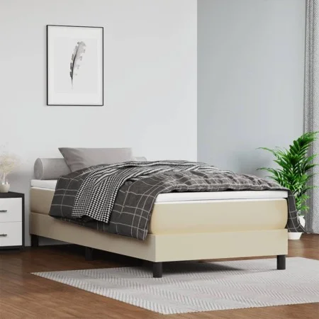 Cream synthetic leather box spring bed frame 80x200 cm by vidaXL, Beds and slatted bases - Ref: Foro24-3120666, Price: 73,22 ...