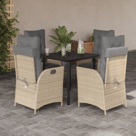 Set comedor de jardín 5 pzas con cojines ratán sintético beige en Conjuntos de jardín | Comprar online en Foro24