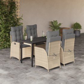 Set comedor de jardín 5 pzas con cojines ratán sintético beige en Conjuntos de jardín | Comprar online en Foro24