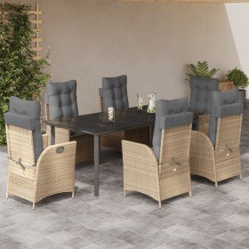 Set comedor de jardín 7 pzas con cojines ratán sintético beige en Conjuntos de jardín | Comprar online en Foro24
