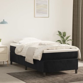 Estructura de cama de terciopelo negra 90x200 cm