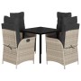 Set comedor de jardín 5 pzas cojines ratán sintético gris claro