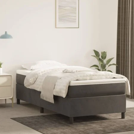 Estructura de cama de terciopelo gris oscuro 90x200 cm de vidaXL, Camas y somieres - Ref: Foro24-3121097, Precio: 80,14 €, De...