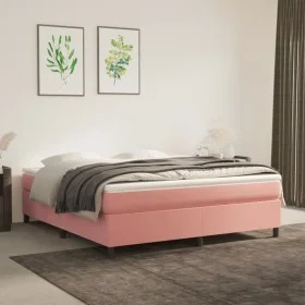 Estructura de cama de terciopelo rosa 180x200 cm de vidaXL, Camas y somieres - Ref: Foro24-3121137, Precio: 113,49 €, Descuen...