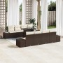 Conjunto de sofá de jardín con cojín 7 pcs Marrón y crema