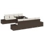 Conjunto de sofá de jardín con cojín 7 pcs Marrón y crema