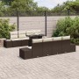Conjunto de sofá de jardín con cojín 7 pcs Marrón y crema