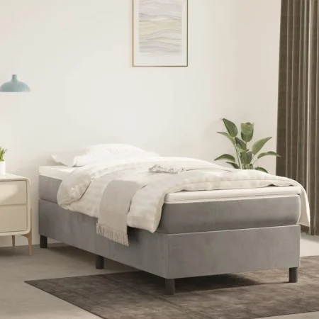 Hellgrauer Samtbettrahmen 100x200 cm von vidaXL, Betten und Lattenroste - Ref: Foro24-3121102, Preis: 76,59 €, Rabatt: %