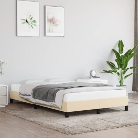 Estructura de cama de tela color crema 120x200 cm