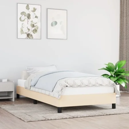 Cream fabric bed frame 100x200 cm by vidaXL, Beds and slatted bases - Ref: Foro24-346701, Price: 76,45 €, Discount: %