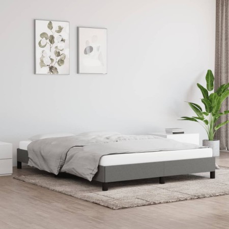 Estructura de cama de tela gris oscuro 140x200 cm de vidaXL, Camas y somieres - Ref: Foro24-346721, Precio: 110,22 €, Descuen...