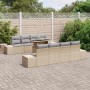 Conjunto de sofá de jardín con cojín 7 pcs beige y gris claro