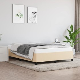 Estructura de cama de tela color crema 140x200 cm