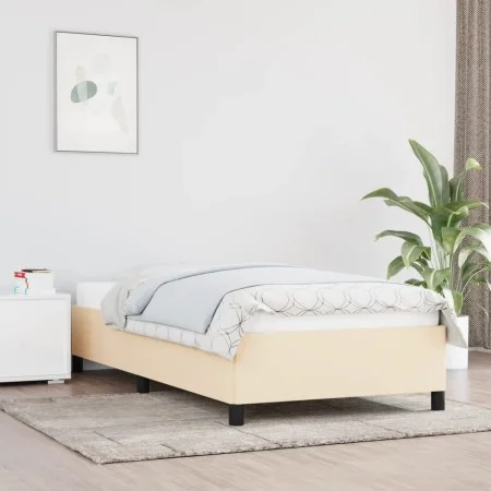 Cream fabric bed frame 100x200 cm by vidaXL, Beds and slatted bases - Ref: Foro24-347047, Price: 91,62 €, Discount: %